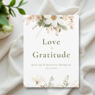 White Modern Watercolor Floral Wedding Thank You Card