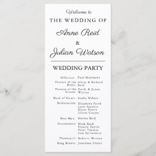 White Modern Wedding Timeline and Party QR Code Programme