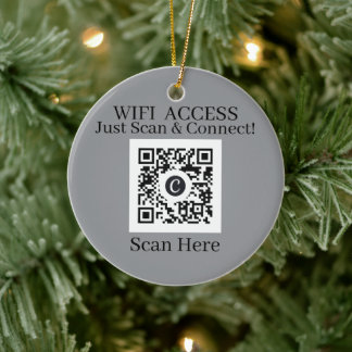 White Modern WiFi QR Code Access Christmas Ceramic Tree Decoration