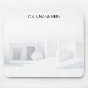 White Monochromatic Architectural Mouse Pad