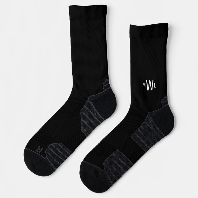 White Monogram Black Socks (Left)