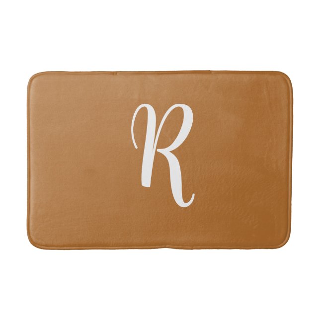 White Monogram Copper Bath Mat (Front)