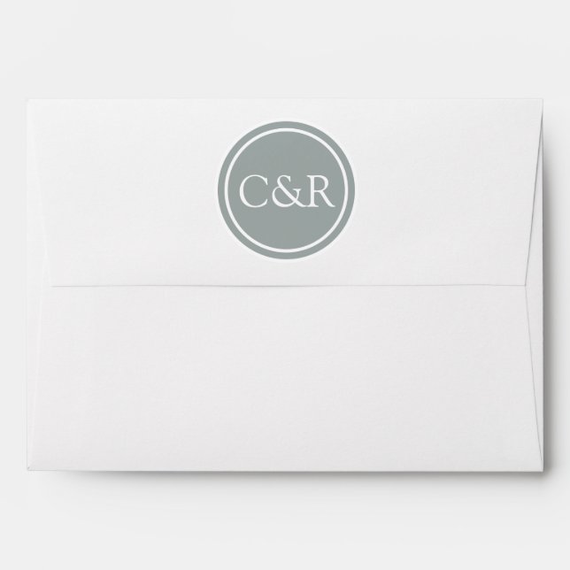 White Monogram Envelope, Paloma Grey Lined Envelopes (Back (Top Flap))