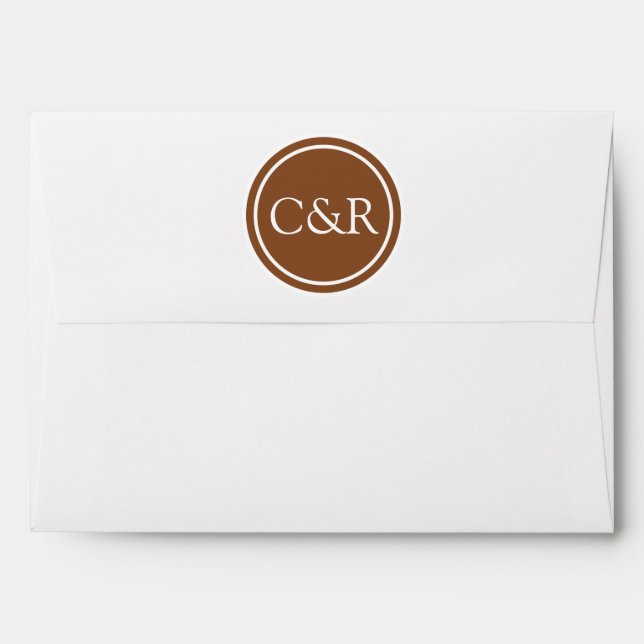 White Monogram Envelope, Toffee Brown Liner Envelopes (Back (Top Flap))
