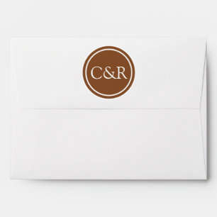 White Monogram Envelope, Toffee Brown Liner Envelopes