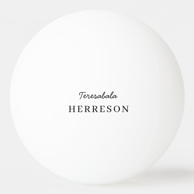 White Monogram Modern Minimalist Stylish Design Ping Pong Ball (Front)