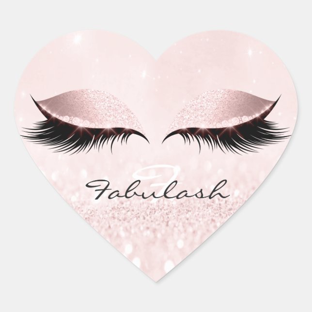 White Monogram Name Glitter Pink 16th Lashes Heart Sticker (Front)
