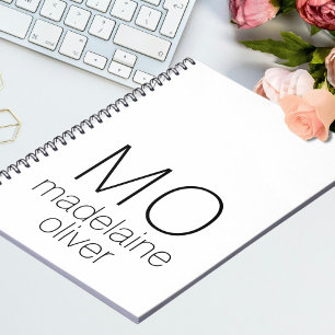 White Monogram Notebook Journal Custom Initial