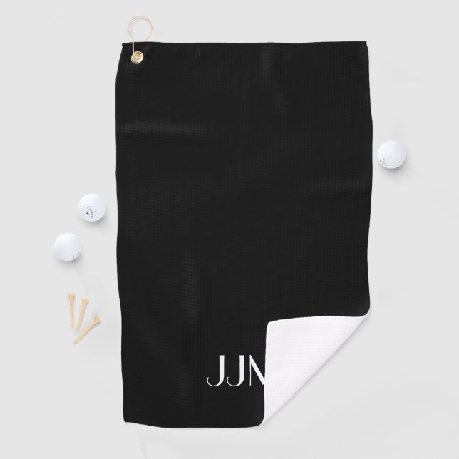 White Monogram on Black Golf Towel (InSitu)