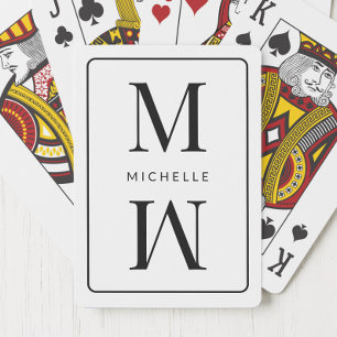 White Monogram Simple Elegant Initial Modern Name Playing Cards