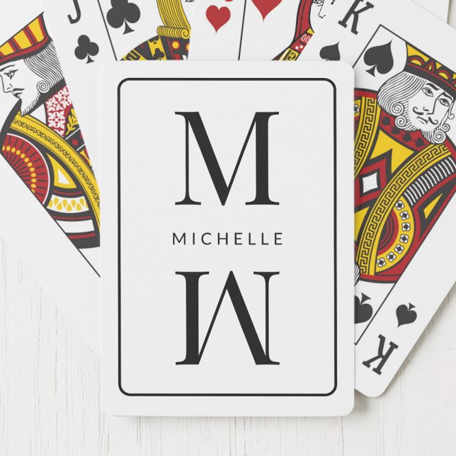 White Monogram Simple Elegant Initial Modern Name Playing Cards (White Monogram Simple Elegant Initial Modern Name Poker Cards)