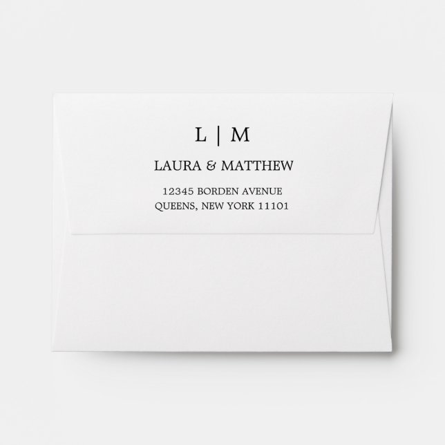 White Monogram Wedding Invitation Envelope (Back (Top Flap))