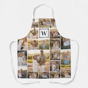 White Monogrammed 20 Pic Photo Collage Apron