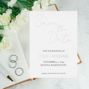 White Monotone Simple Style Save the Date