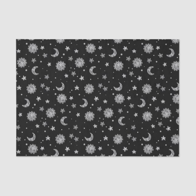 White Moons & Stars Tissue Paper (Front)