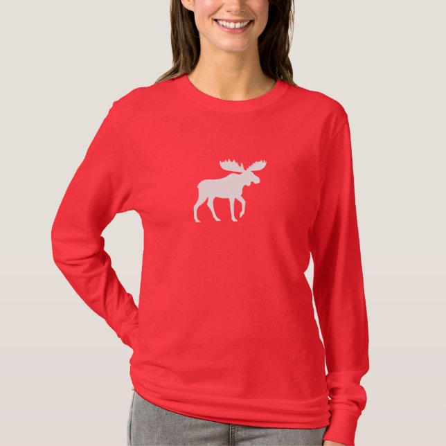 White Moose Silhouette | Wild Animal Wildlife T-Shirt (Front)