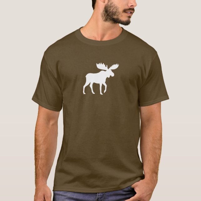 White Moose Silhouette | Wildlife Wild Animal T-Shirt (Front)