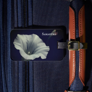White Morning Glory Flower Close Up Personalised Luggage Tag