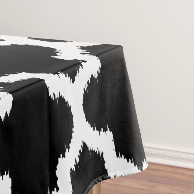 White Moroccan Geometric Pattern On Black Tablecloth (In Situ)