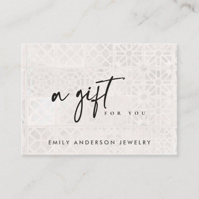 WHITE MOROCCAN TILE TEXTURE GIFT CERTIFICATE  (Front)