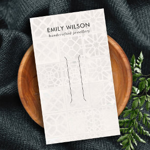 WHITE MOROCCAN TILE TEXTURE HAIR CLIP DISPLAY CARD