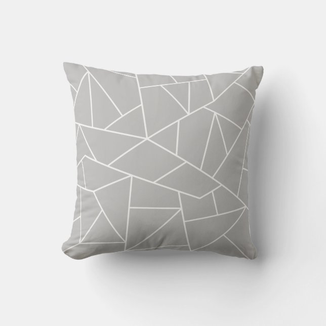 White Mosaic Lines On Gray Cushion (Front)