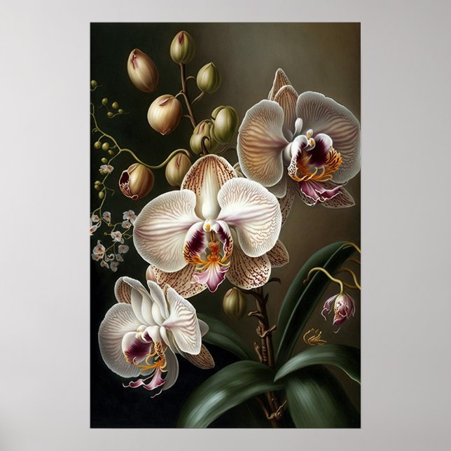White Moth Orchid Flower Art Print Poster (Front)