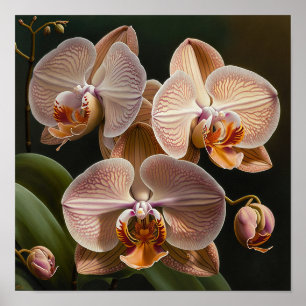 White Moth Orchid Flowers Art Print Poster