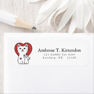 White Mother Cat Lover Kitten Cheerful Cartoon