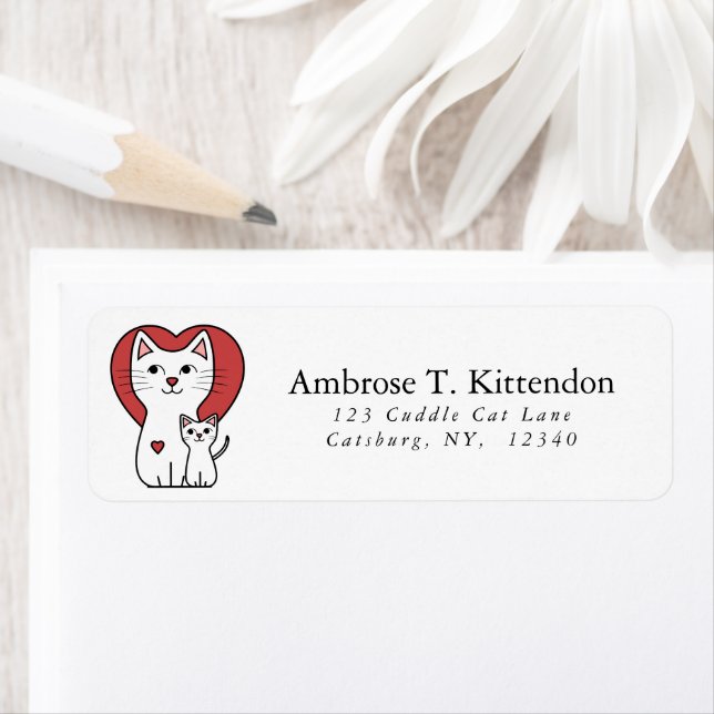 White Mother Cat Lover Kitten Cheerful Cartoon (Insitu)