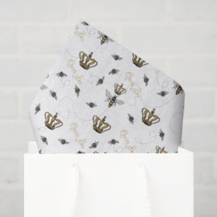 White Mothers Day Royal Queen Bee & Gold Crown Tissue Paper