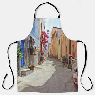 WHITE MOTOR SCOOTER NEAR BUILDING APRON