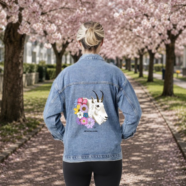 White Mountain Goat Flowers Denim Jacket (Creator Uploaded)