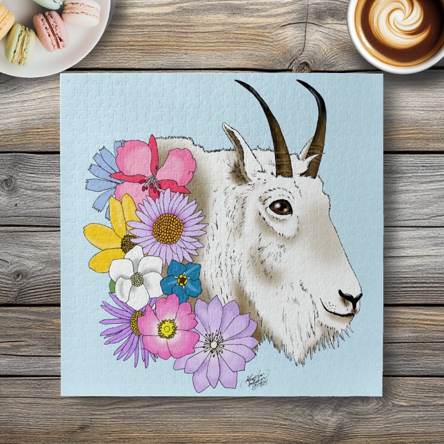White Mountain Goat Flowers Jigsaw Puzzle (Creator Uploaded)