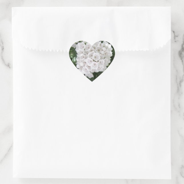 White Mountain Laurel Star Shaped Flowers Heart Sticker (Bag)