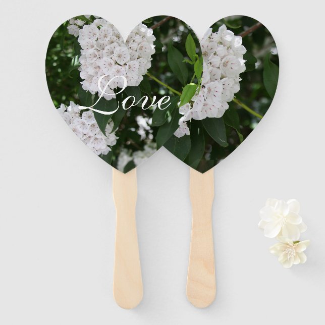 White Mountain Laurel Wedding Paddle Fan (Front and Back)