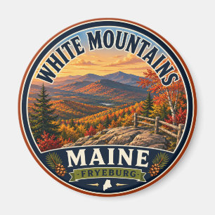 White Mountains Fryeburg Maine Round Magnet