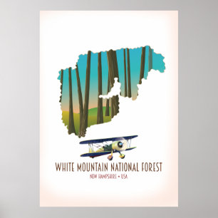 White mountains national forest USA map Poster