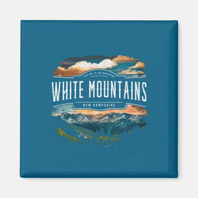 White Mountains New Hampshire Hiking Outdoors Vint Magnet (Front)