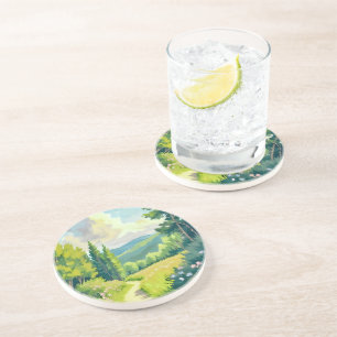 White Mountains   New Hampshire Landscape Painting Coaster