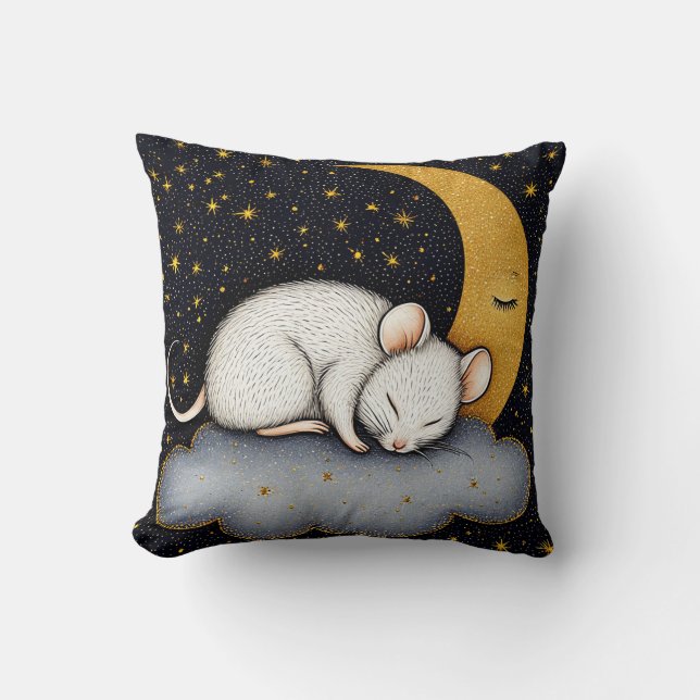☁️🐭 White Mouse Cloud Sleepy Cosy Decor Gift ✨ Cushion (Front)