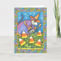 WHITE MOUSE IN CANDY CORN GARDEN, COLORFUL & CUTE