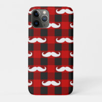 White Moustache Buffalo Plaid Black and Red