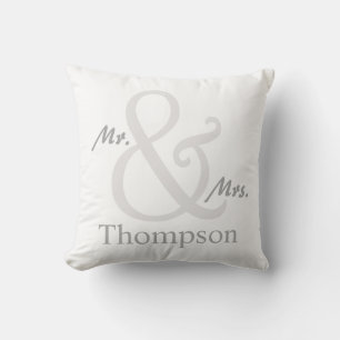 White Mr. and Mrs. Couple's Cushion
