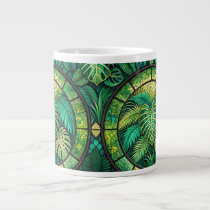 White mug featuring a vibrant, intricate pattern 
