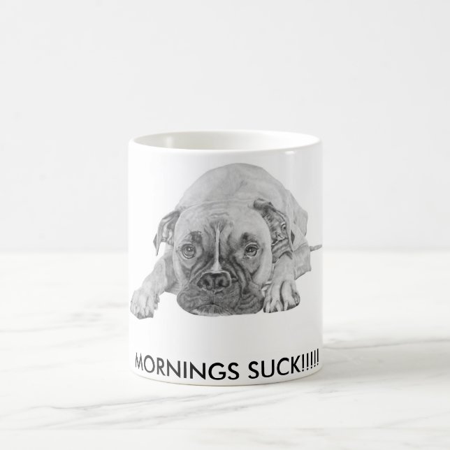 White mug with Boxer dog picture (Center)