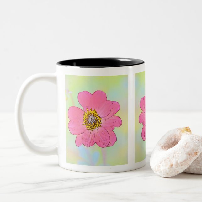 White Mug With Flowers (With Donut)