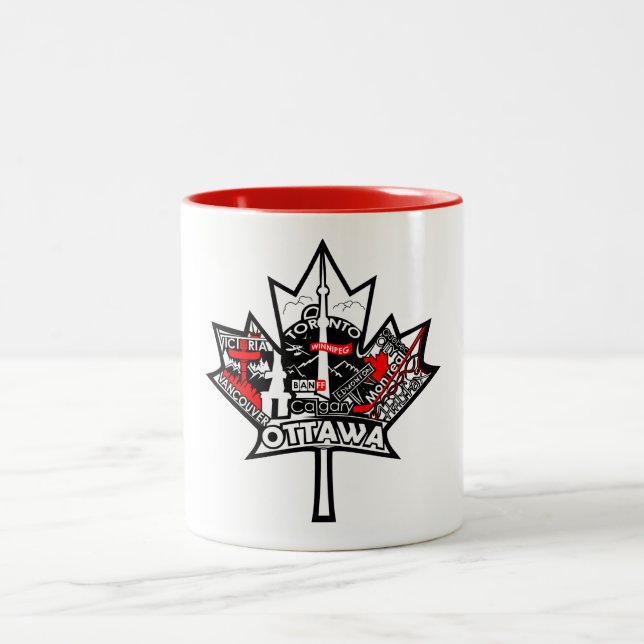 White mug with maple leaf of Canada design (Center)