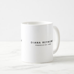 White mug with name and profession