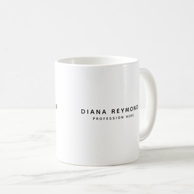 White mug with name and profession (Front Right)